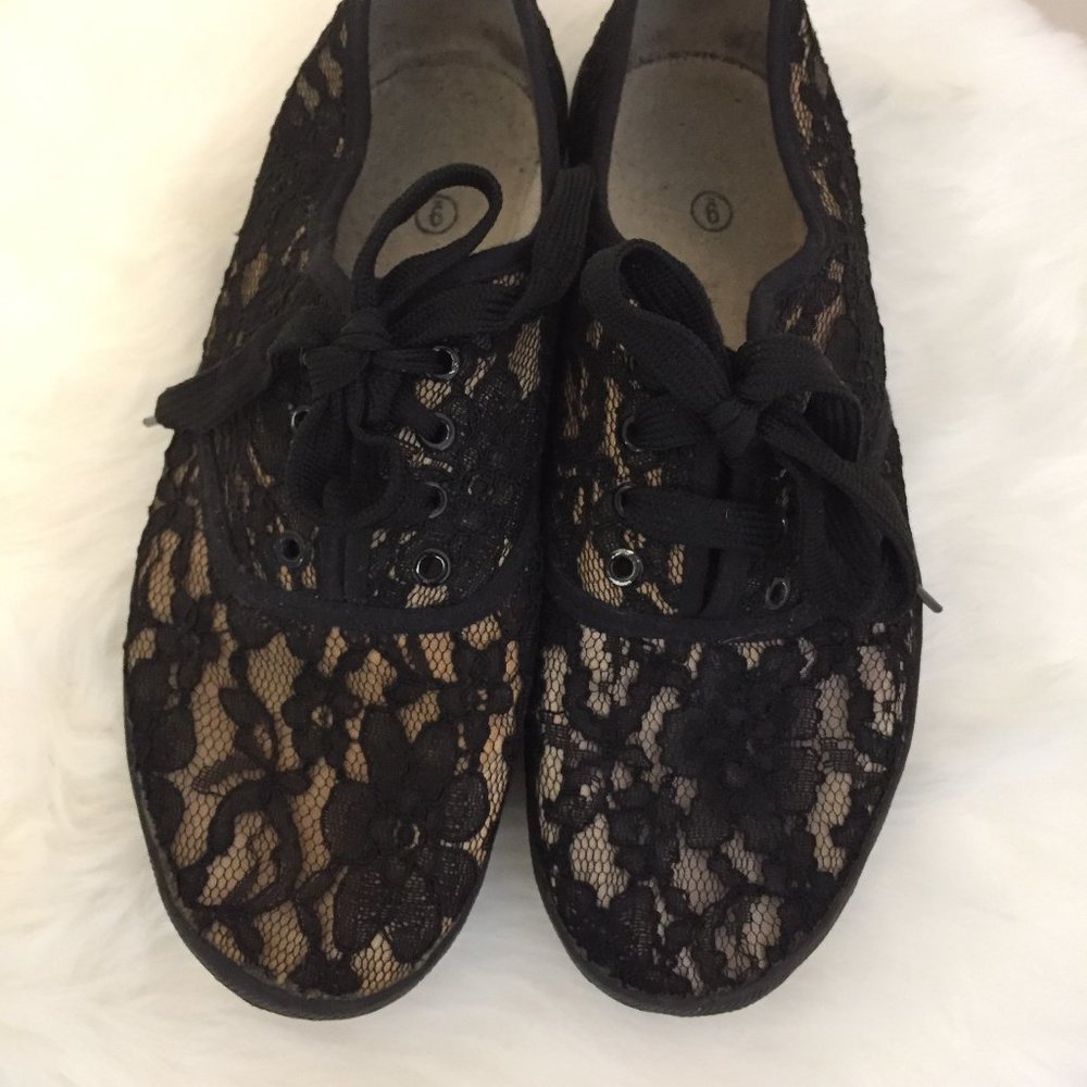 Lacy Black Sneakers